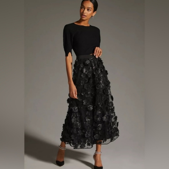 Anthropologie Black Floral Skirt - Picture 15 of 15